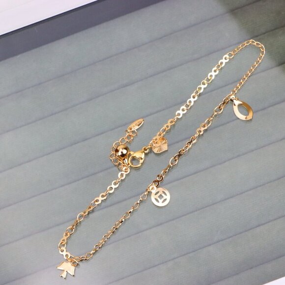 "Trendy Rose Gold Anklet with Charms, XPAL1043 - Picture 9 of 12